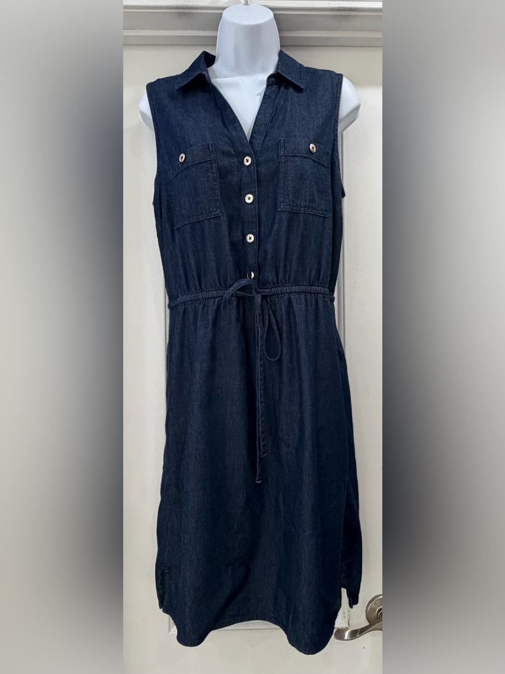 White House Black Market Denim Chambray Dress Size 10